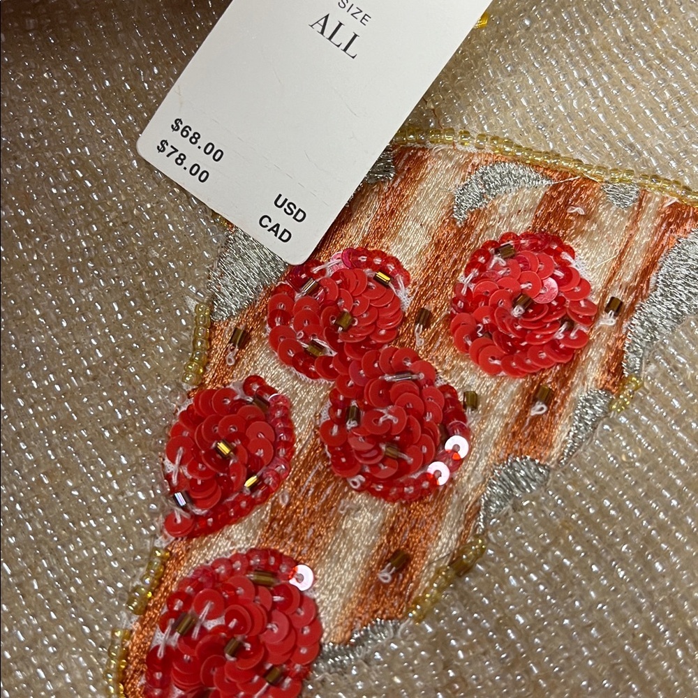 Anthropologie Beaded Taxi Pizza New York Pouch New Striped Taxi Beaded Pouch - Picture 8 of 9